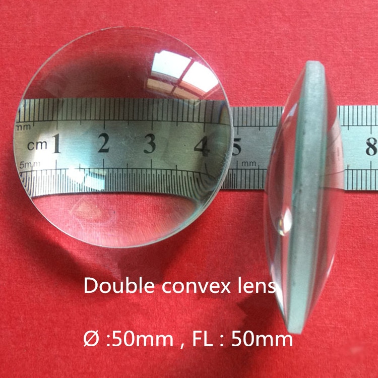 2 pcs double convex biconvex glass lens 50mm diameter 50mm