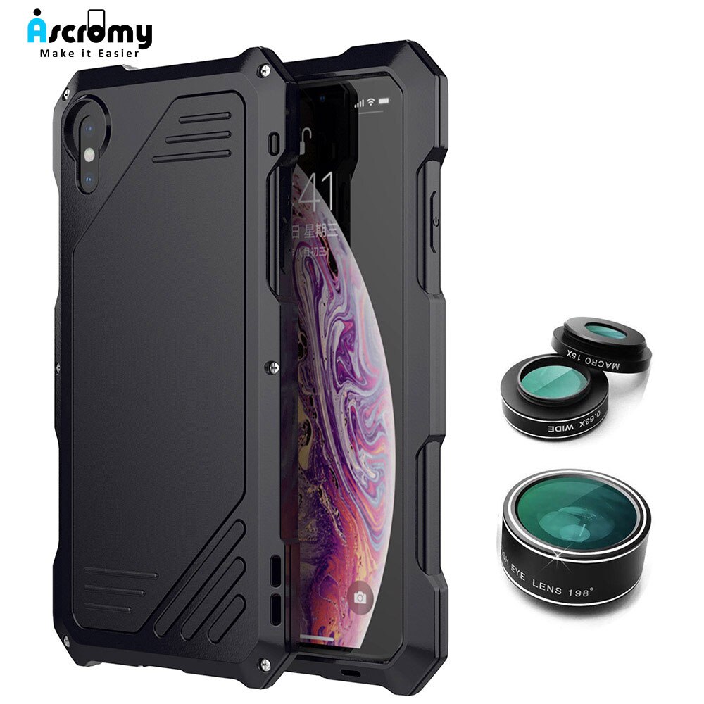 Ascromy For iPhone XS Max Lens Kit Case Fisheye Macro Wide