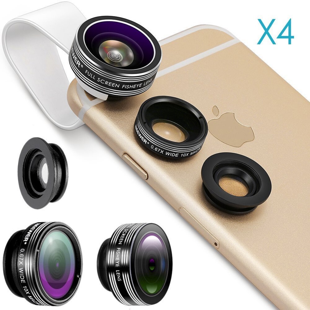 Neewer 4 Pieces 3 in 1 Clip on Lens Kit for Android Tablet