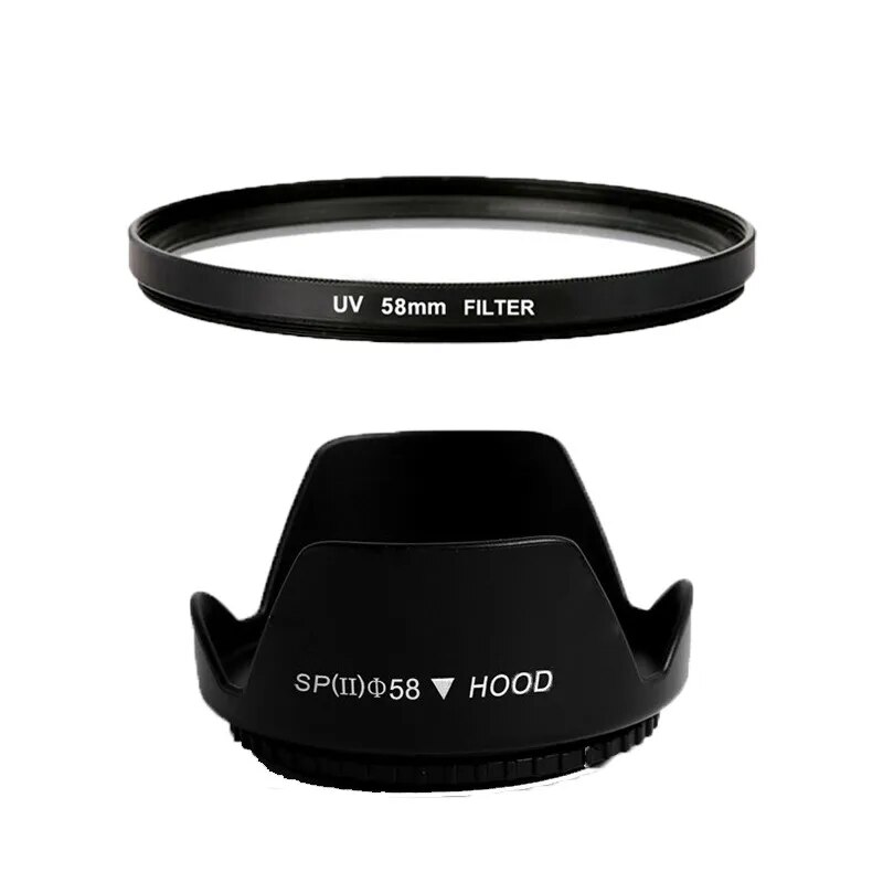 58mm UV Ultra Violet Filter + Lens Hood For Sony For Nikon