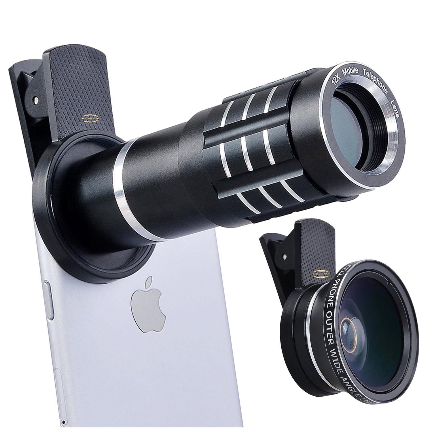 Telephoto Zoom Lens 12x + Wide Angle Lens 0.45x. Macro