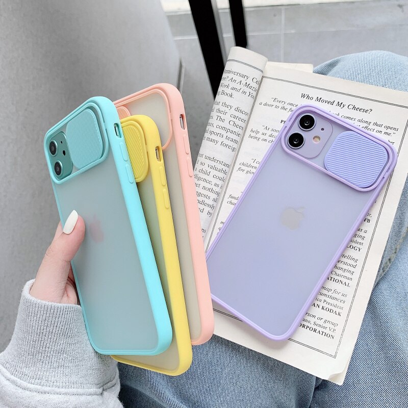 Slide Camera Lens Protection Phone Case For iPhone 7 8 6