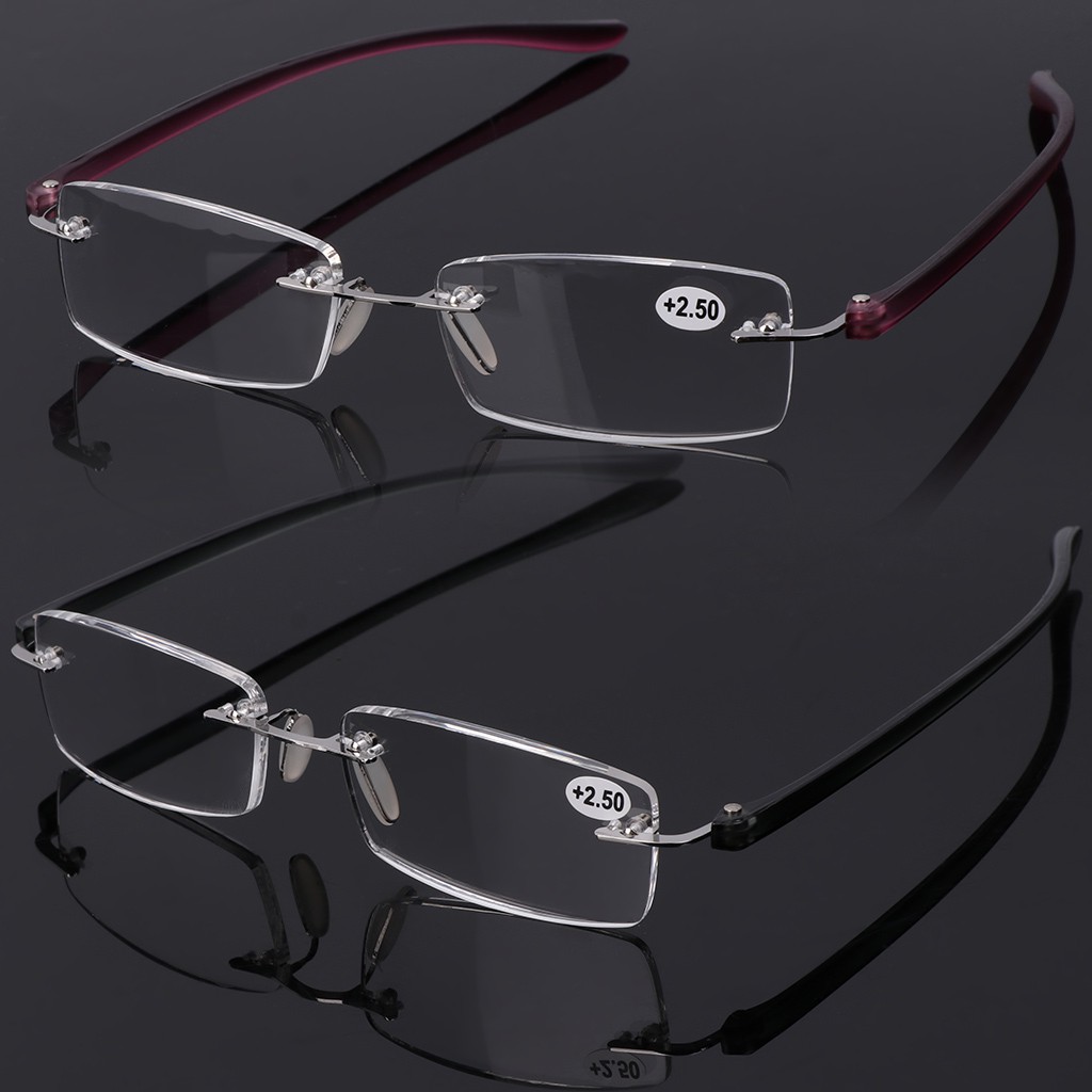 Unisex Metal Rimless Reading Glasses Clear Lens Presbyopia