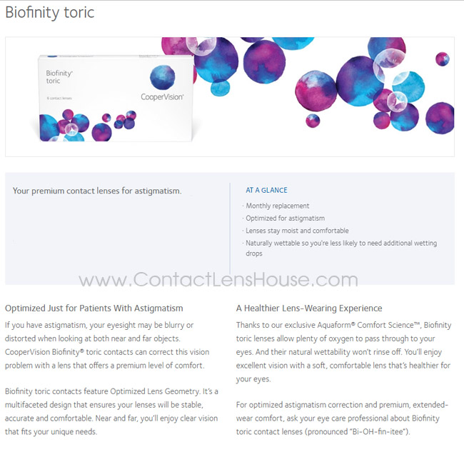 25+++ Biofinity toric colored contacts for astigmatism