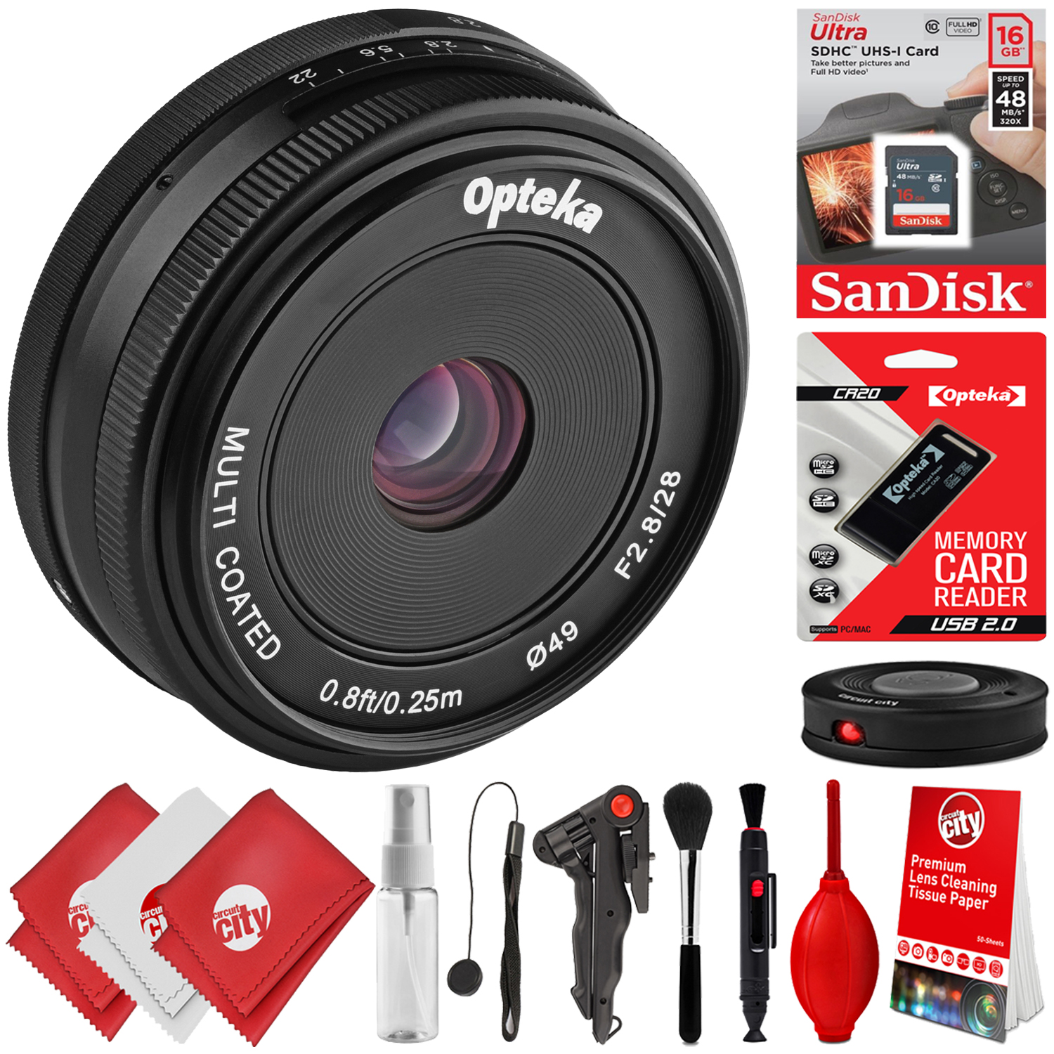 Opteka 28mm f/2.8 Prime Lens Kit for Canon EOSM EFM M100