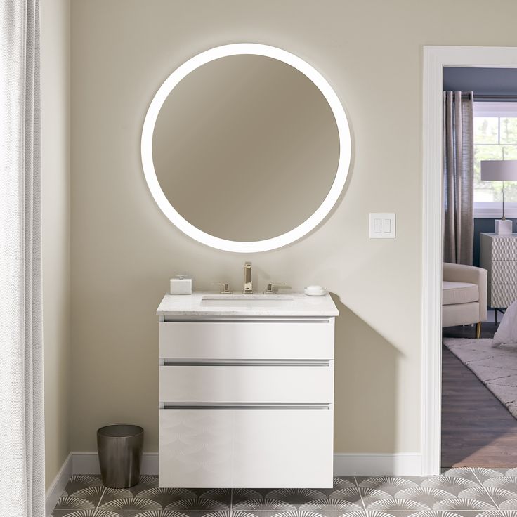 Robern’s Vitality mirrors position lights to the side or