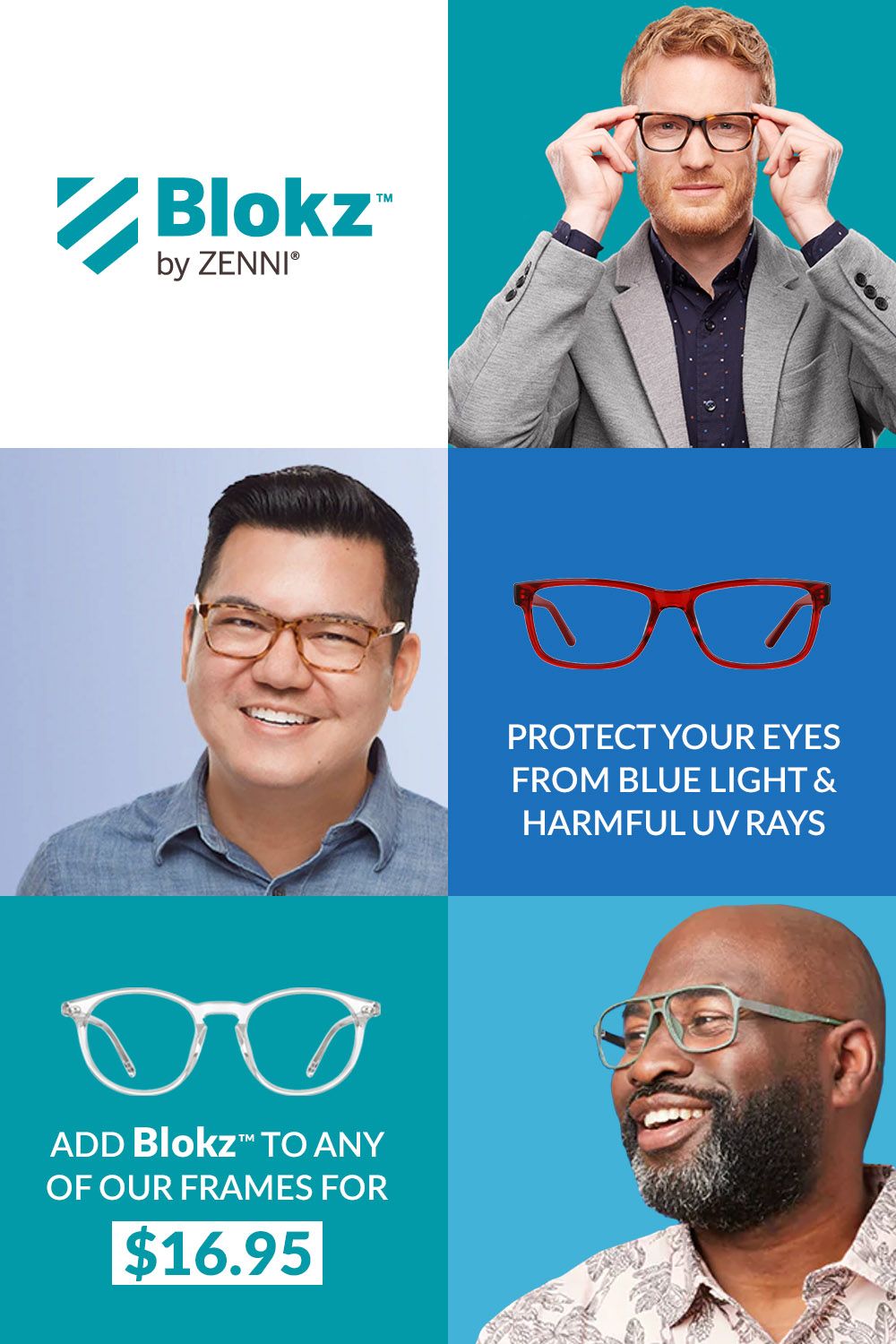 Blokz™ blue blocker lenses from Zenni Zenni. Light blue