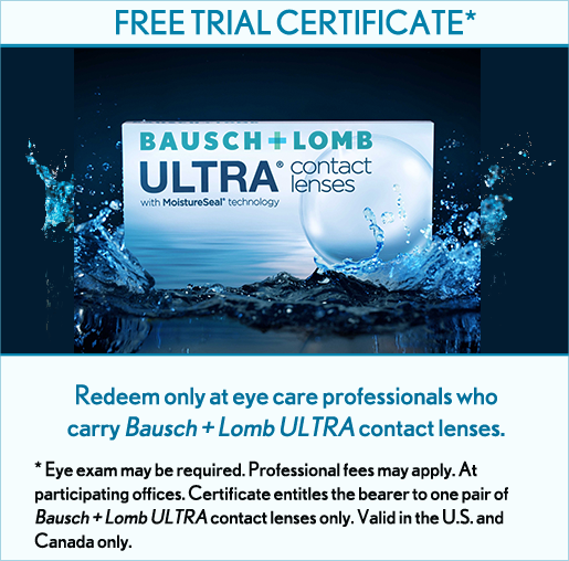 Ultra Contact Lens Free Trial Certificate Contact lenses