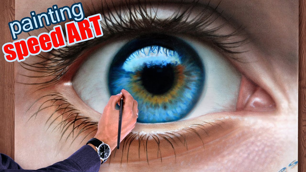 How To Draw a realistic Eye painting in dry brush (Speed
