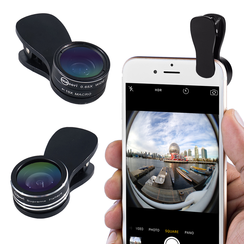 Acesori LensClip Smartphone ClipOn Lens Kit w/ Fisheye