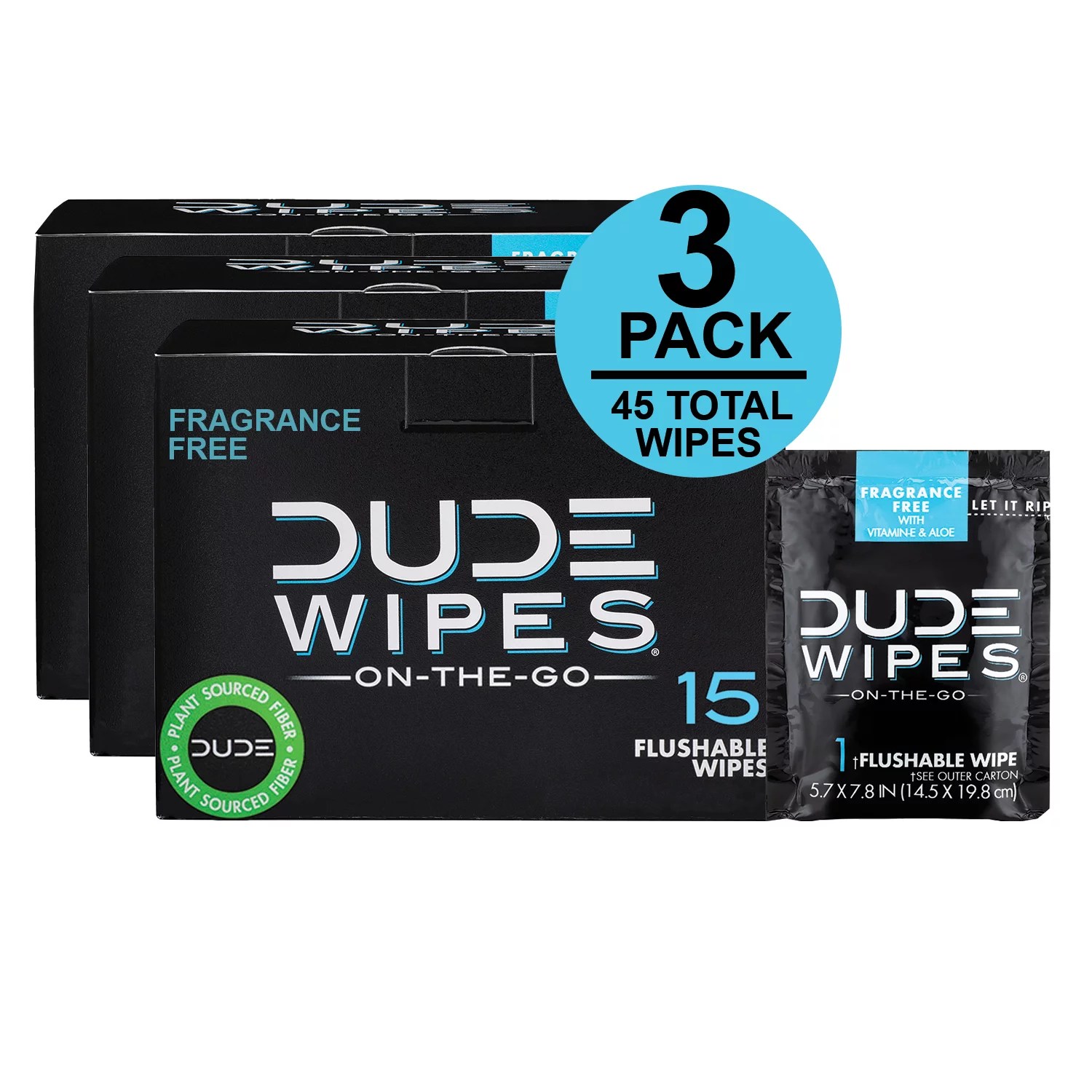 DUDE Wipes Flushable Wet Wipes. Unscented. 45 Individually