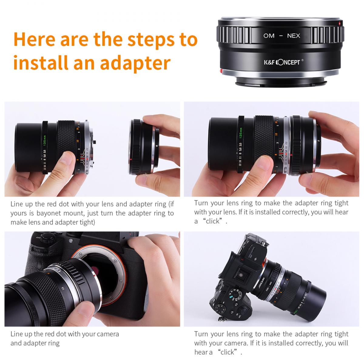 KF M16101 Olympus OM Lenses to Sony E Lens Mount Adapter