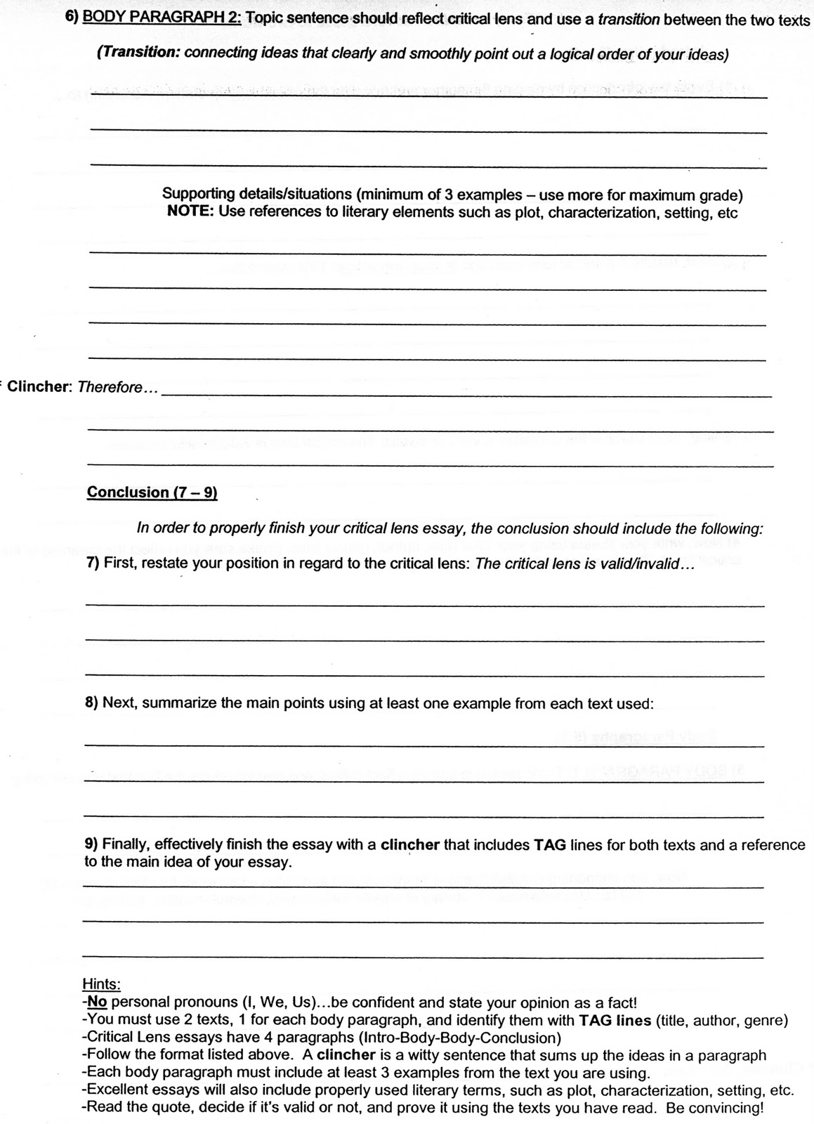 English critical lens essay