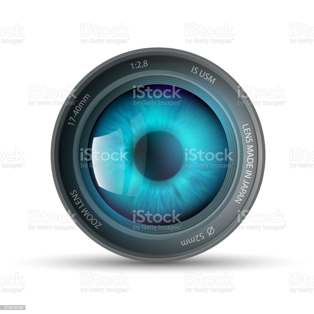 Eye Inside The Camera Lens Stock Vector Art More Images