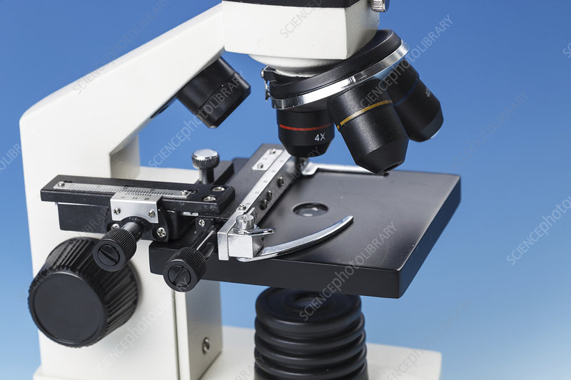 Light microscope stage and lenses Stock Image F021
