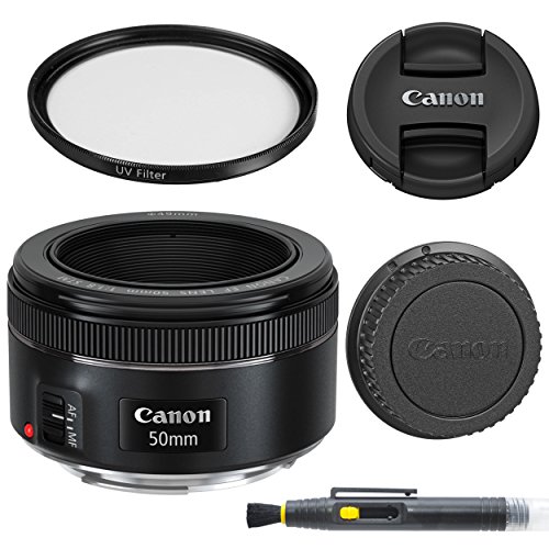 Canon EF 50mm f/1.8 STM Lens with Glass UV Filter. Front