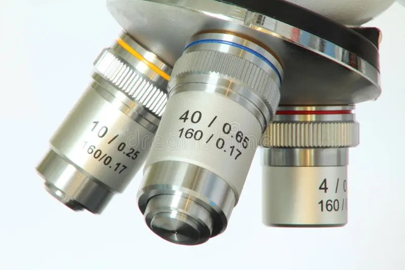 Microscope lenses stock image. Image of science