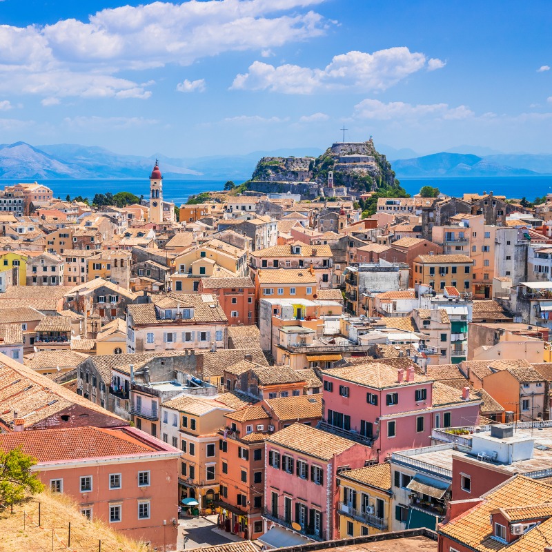 View of Corfu Old Town from the Neo-Venetian Castle, Corfu Town, Greece